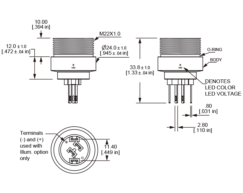 L22O Solder Lug Dimensions