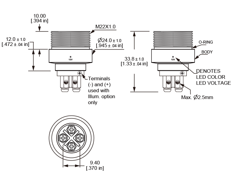 L22O Screw Terminal Dimensions