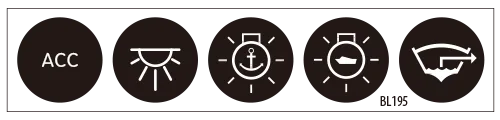 5 icon labels for backlit LED switch label kit