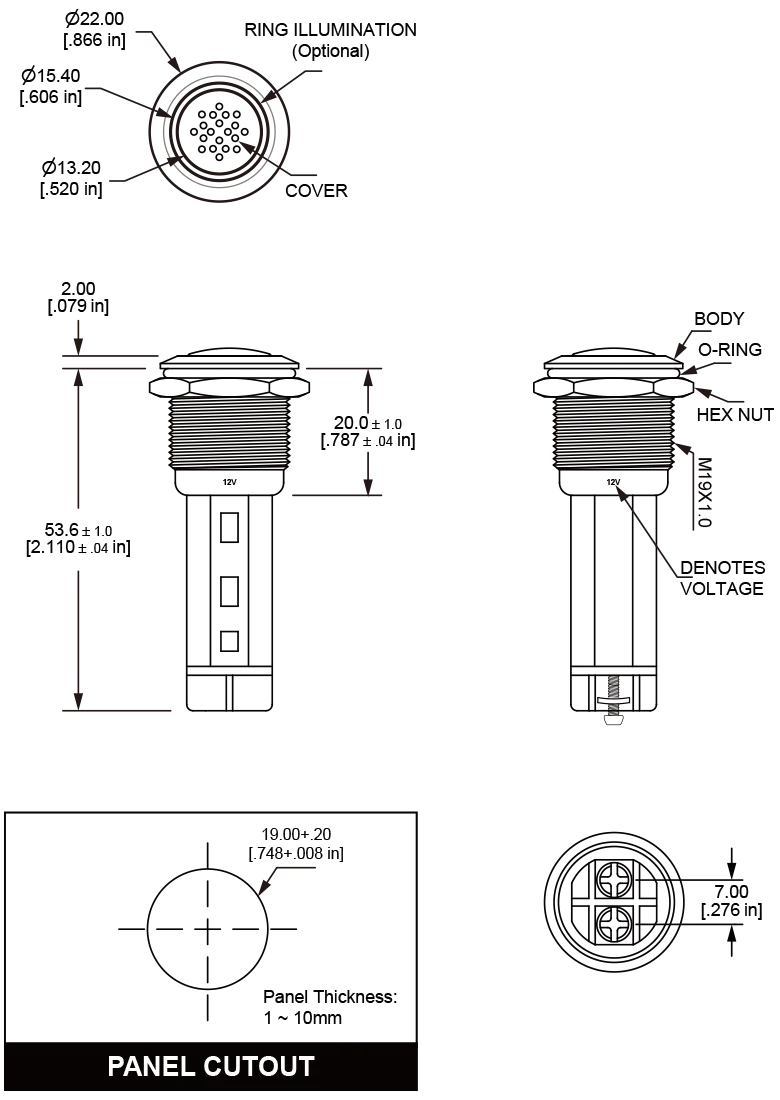 LF19 stainless steel alarm buzzer dimensions