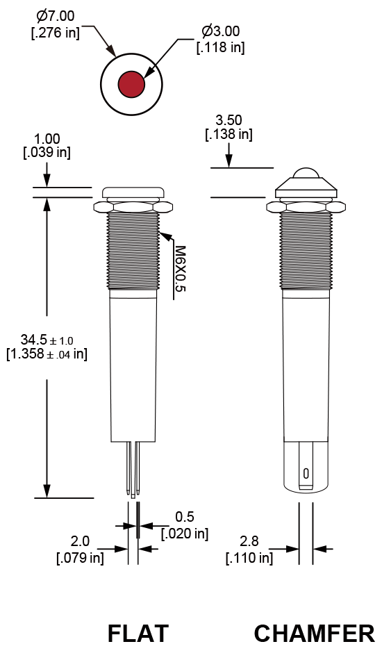 PI6 anti-vandal pilot indicator dimensions