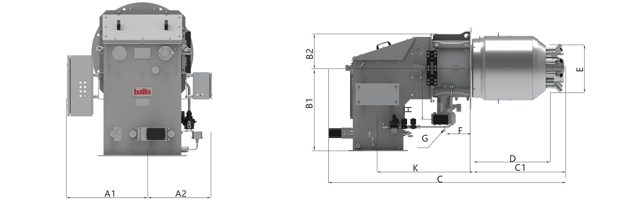BD 16-20 GE FGR Series Burner Dimensions