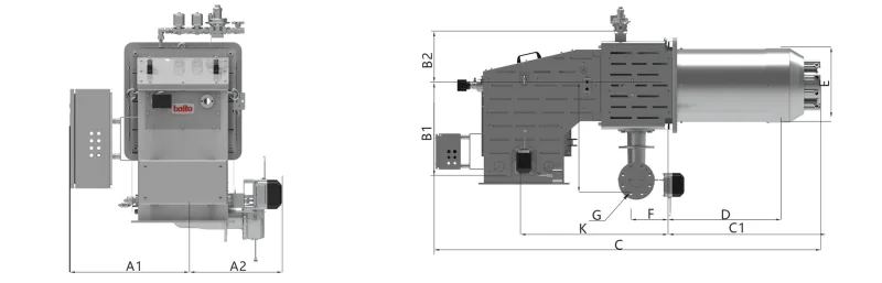 BD 9-12 GE FGR Series Burner Dimensions