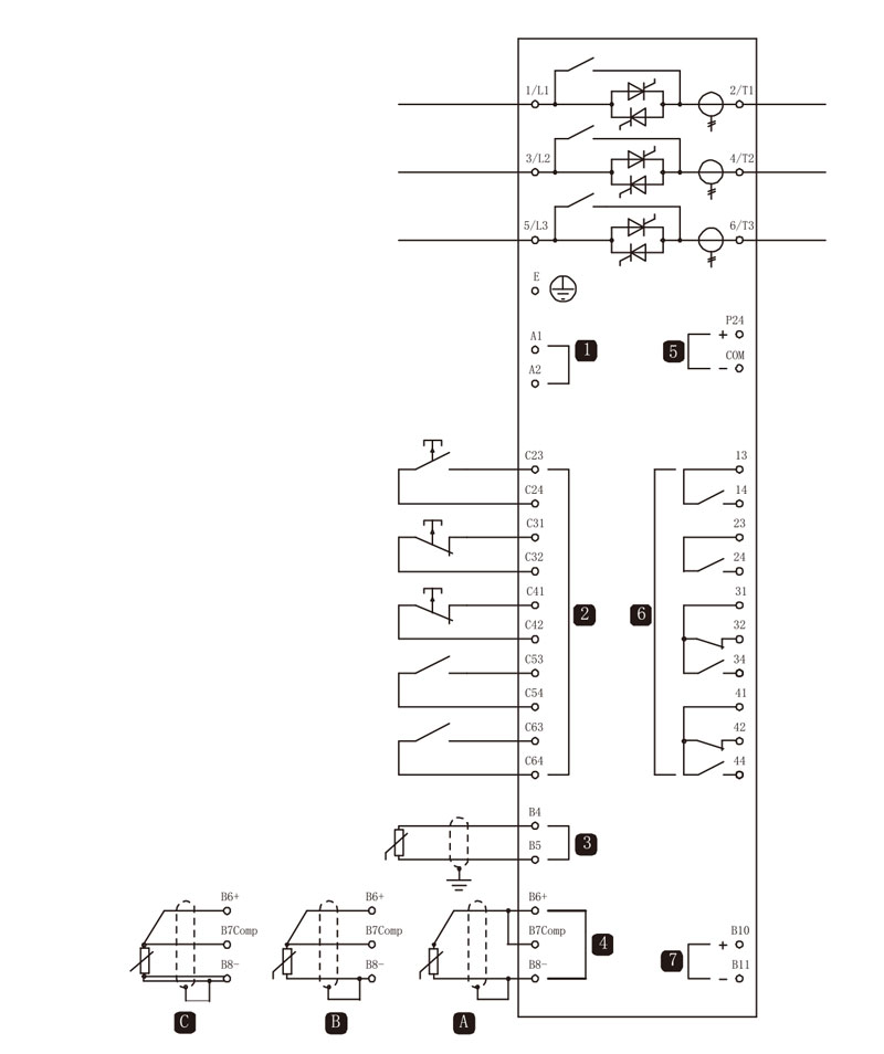 ZJR7000 outline and mounting dimensions for the larger frames.