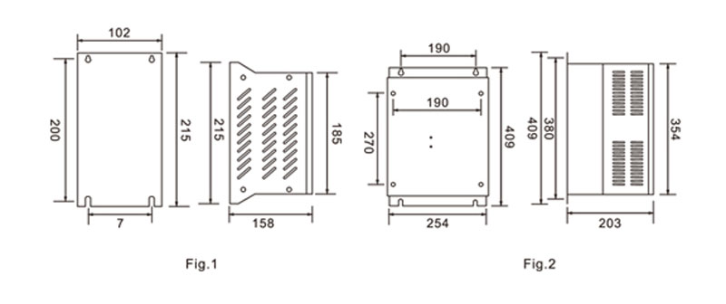 DBU braking unit outline and mounting dimensions.