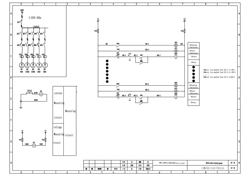 DOL starter wiring schematic for the second motor group.