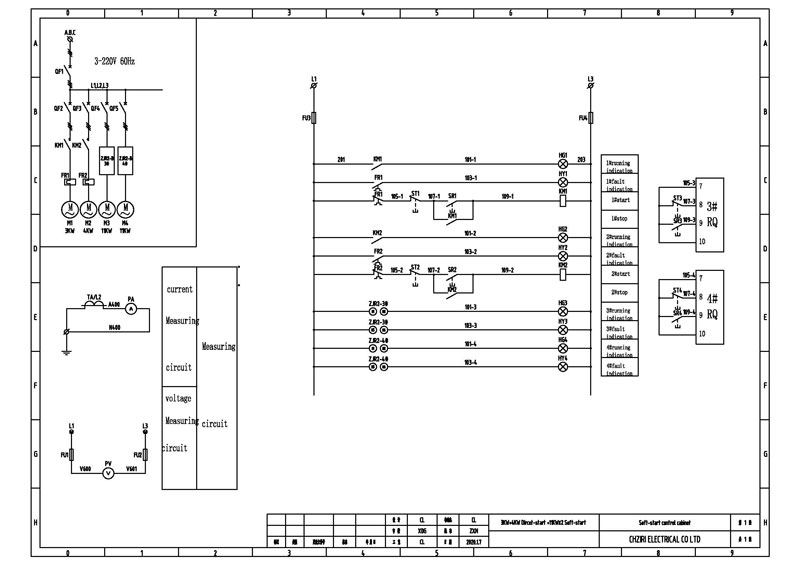 Starter wiring schematic for the third motor group.
