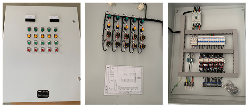 Internal and front views of the mixed-power DOL starter panel.