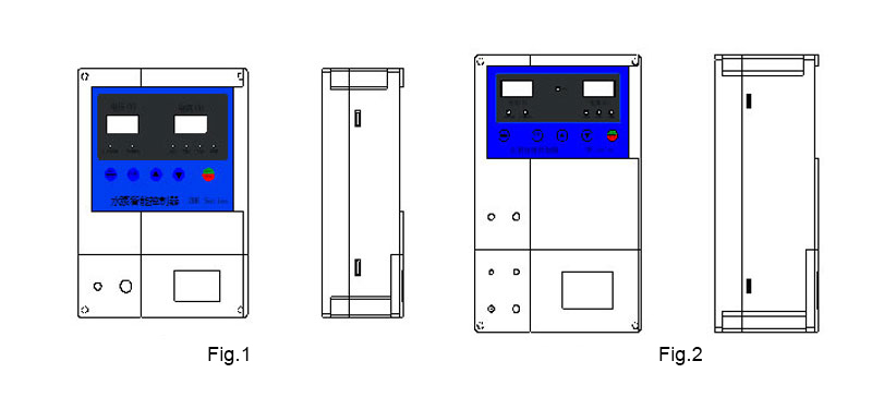 ZBK controller outline and mounting dimensions for the listed enclosure sizes.
