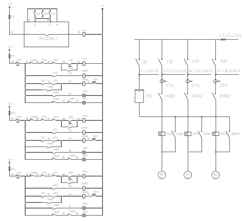 Soft starter cabinet circuit arrangement for sequential motor starting.