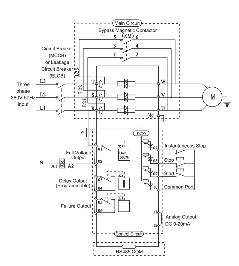 ZJR2 external bypass contactor wiring diagram.