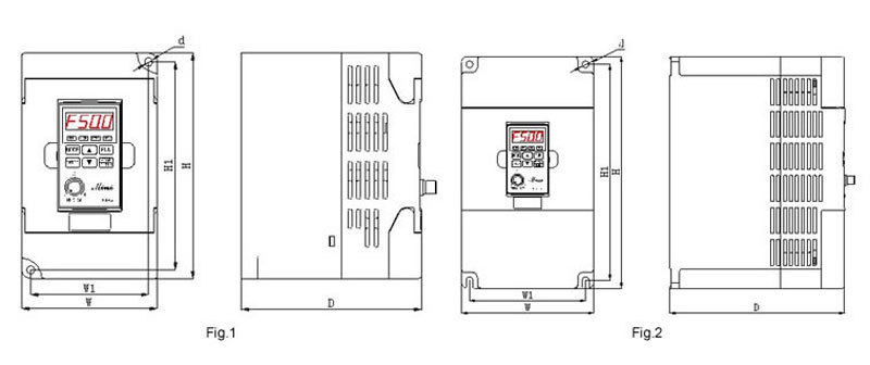 ZVF330 outline and mounting drawings for compact and larger frames.