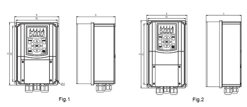 ZVF600 Pump outline and mounting drawings for the two enclosure frames.