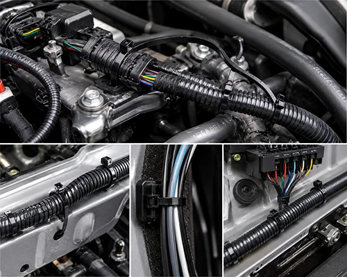 Vehicle wiring harness routing examples