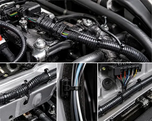 Vehicle wiring harness routing examples