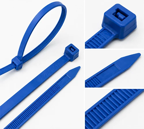 ETFE cable tie head, serrations and strap tip