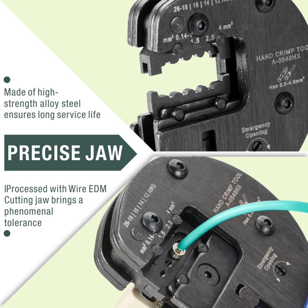 A0540HX marked crimp jaw and contact barrel positioning