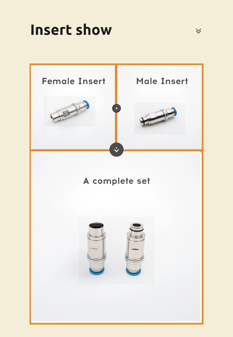 Male and female metal pneumatic contacts