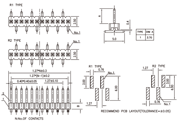 PH419C alternating SMT bends and matching pad patterns