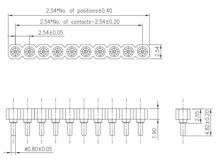 IC390E short socket height, pin diameter and strip length