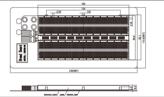 BB474H two-matrix layout, baseboard and binding posts