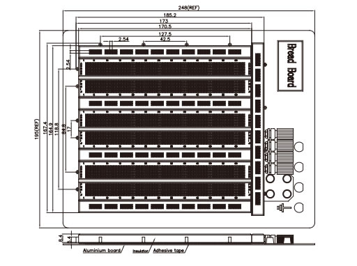 BB474L three matrices, distribution strips and binding-post baseboard