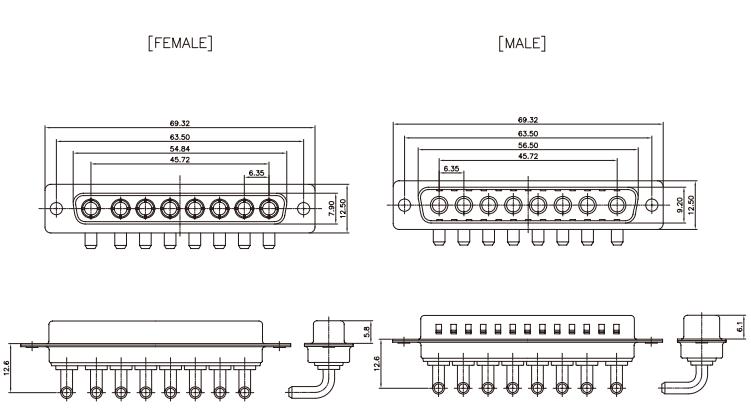 MP422L 8W8 right-angle male female outlines
