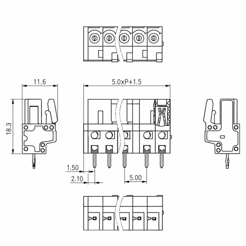 TB440-8B/5.0 outline and bottom solder tails