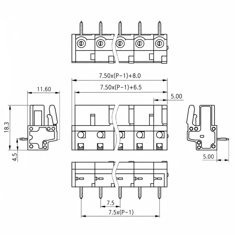 TB460-8A/7.5 dimensions