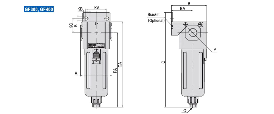 GF300 and GF400 filter installation references