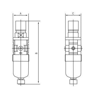 AW outline identifying dimensions A, B and C