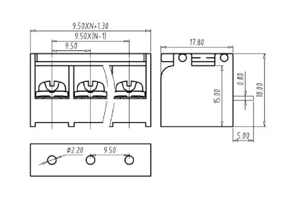 46GR/B covered terminal outline
