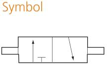 Two-position slide valve pneumatic flow symbol