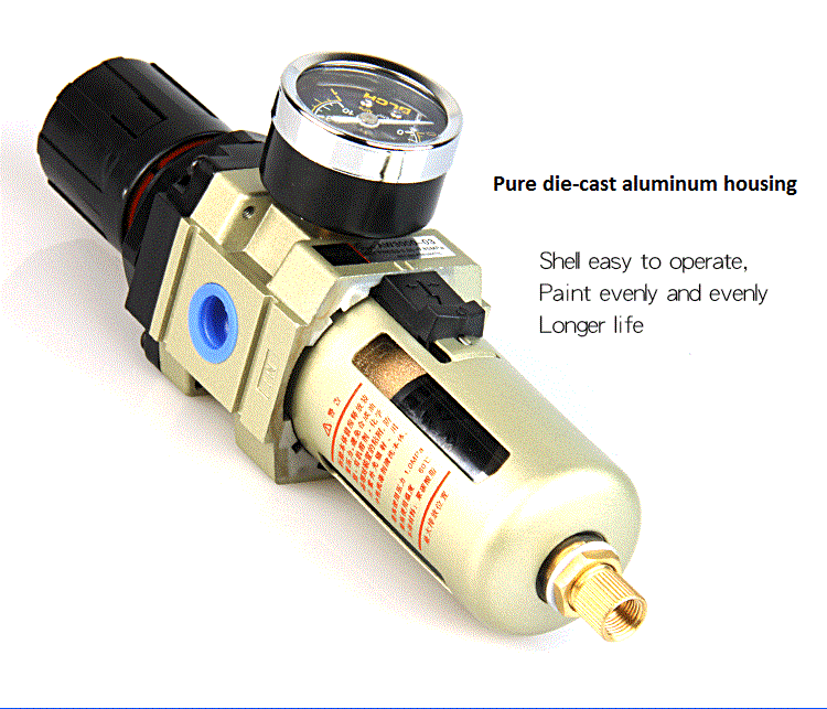 AW filter-regulator with gauge, guarded bowl and drain