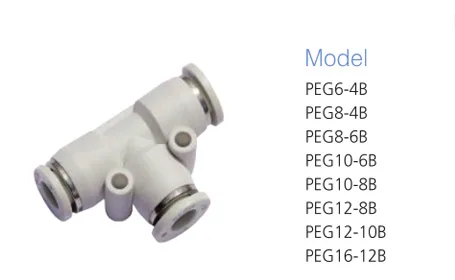 White PEG reducing tee and eight B-suffix model options