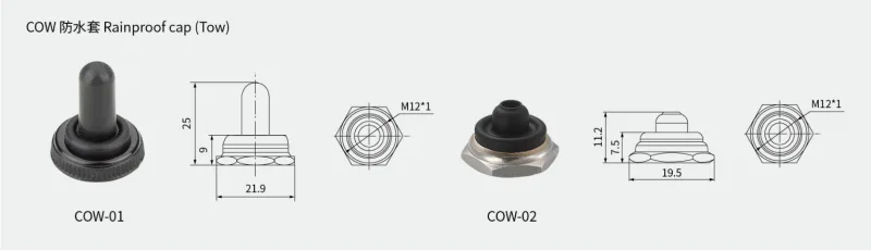 COW-01 and COW-02 protective cap dimensions
