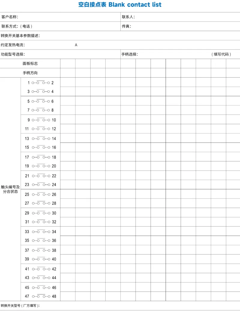 Cam switch custom contact schedule worksheet
