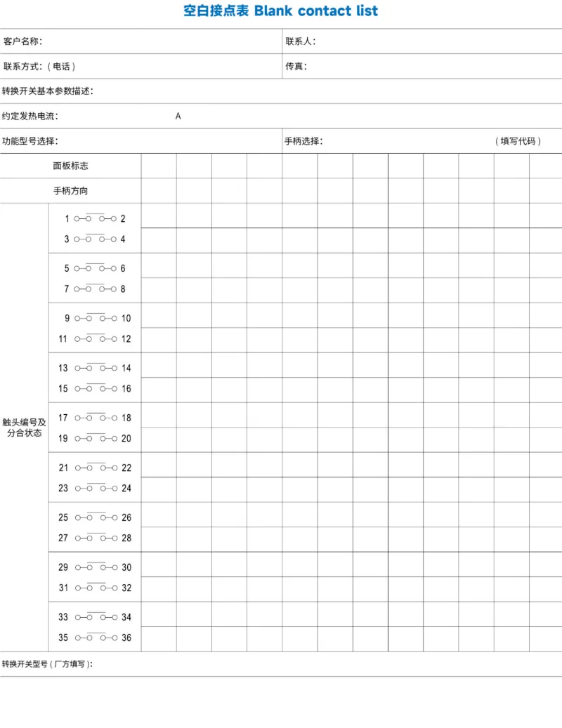 CLW2-32 nine-section custom contact worksheet
