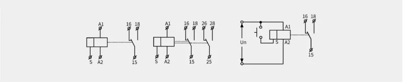 CDT6-2T relay connection symbols showing supply A1/A2, control S and both changeover contact groups