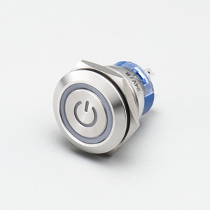 16mm Low Profile High Current Anti-Vandal Switch (Screw Terminal, Ring Illumination)