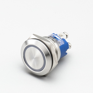 19mm Low Profile High Current Anti-Vandal Switch (Screw Terminal, Ring Illumination)