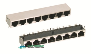 PJ518 Single Row Eight Port PCB Jack